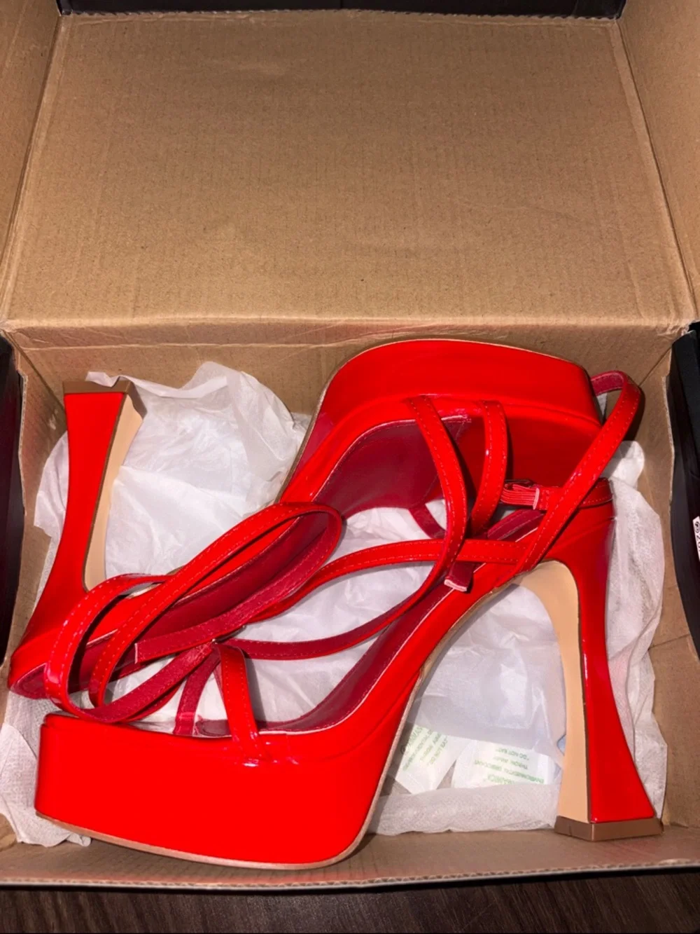 Fashion Nova Red Patent Strappy Platform Heels - Picture 6 of 7